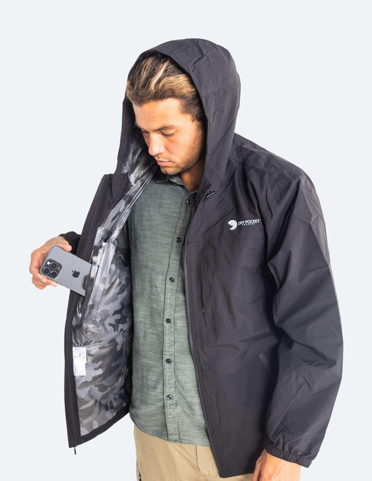 Black Fin - Waterproof Pocket Rain Jacket - Skoutley Outdoors LLC