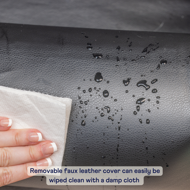 Load image into Gallery viewer, PupProtector™ Faux Cool-to-Touch Vegan Leather Memory Foam Dog Car Bed -  Black
