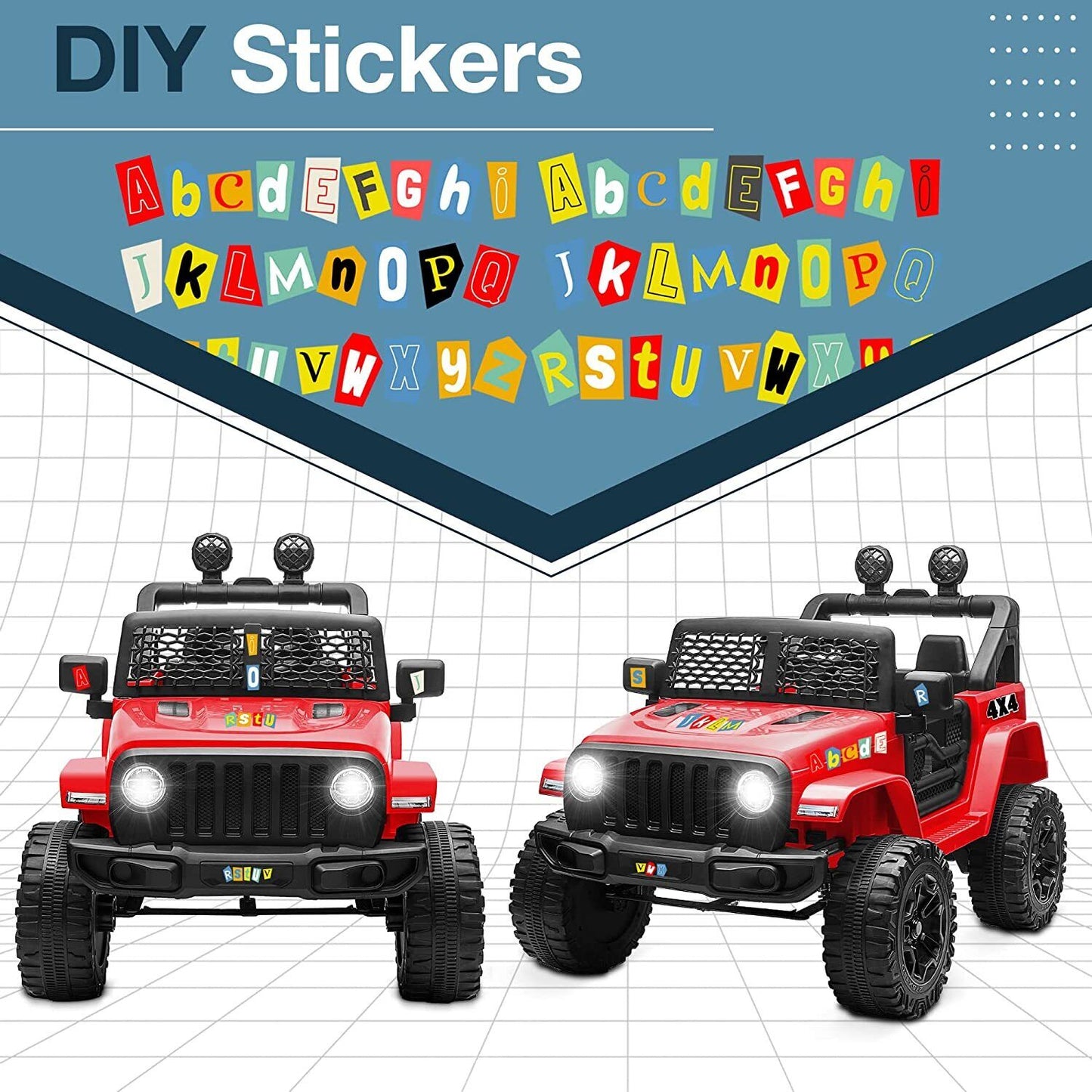 12V 2-Seater Electric Ride-On Car with LED Lights, MP3 Player, and Remote Control for Kids