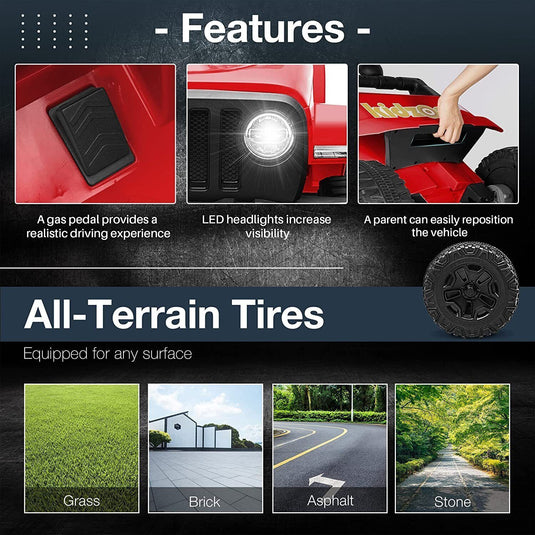 Electric Ride-On Car/Truck for Kids with MP3 Music and Remote Control - 12V with Lights - 76 Fun Features!