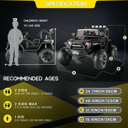 Electric Ride-On ATV Jeep Truck for Kids with LED Lights and Music