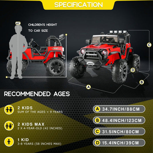 Electric Ride-On ATV Jeep Truck for Kids with LED Lights and Music
