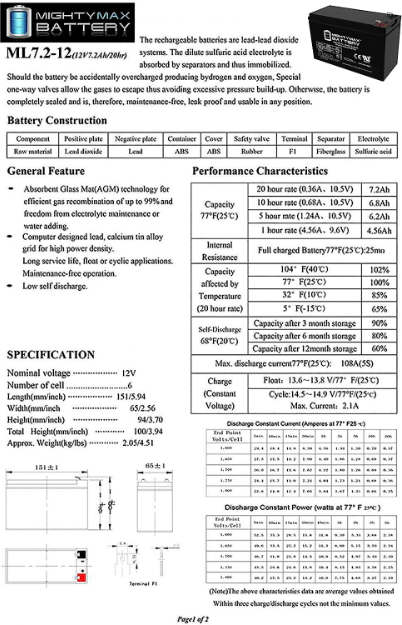 Load image into Gallery viewer, 12V 7 Amp Hr. Replacement Battery for Electric Power Wheels Ride-On Cars
