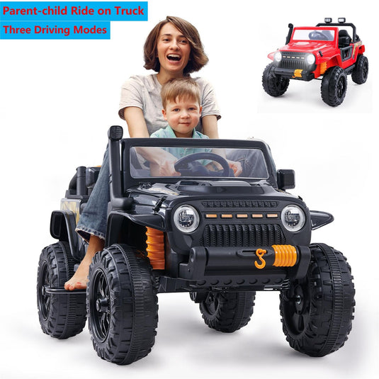 Remote Control Electric Ride-On Truck for Kids with Parent Seat and FM Radio - 12V Power Wheels