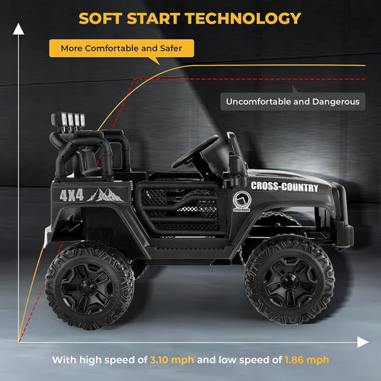 Ride On Electric Car for Kids with Remote Control and Suspension - 12V Truck Design