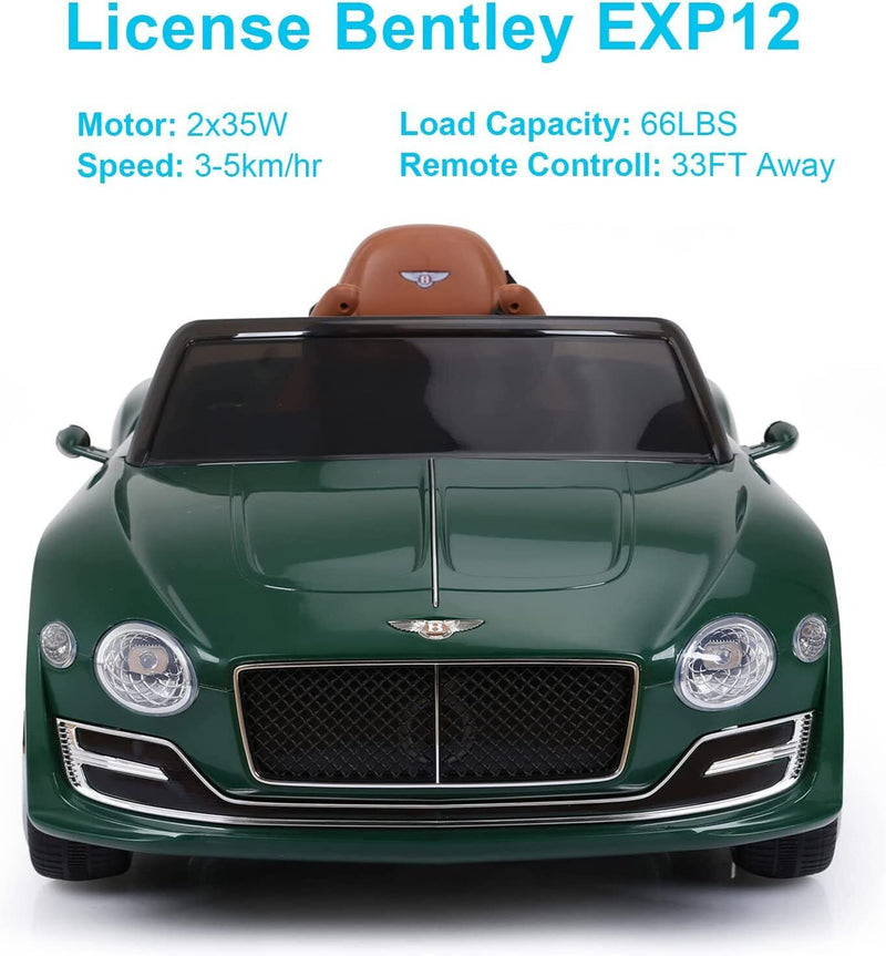 Load image into Gallery viewer, 12V Battery Powered Bentley Style Electric Car with Remote Control for Kids
