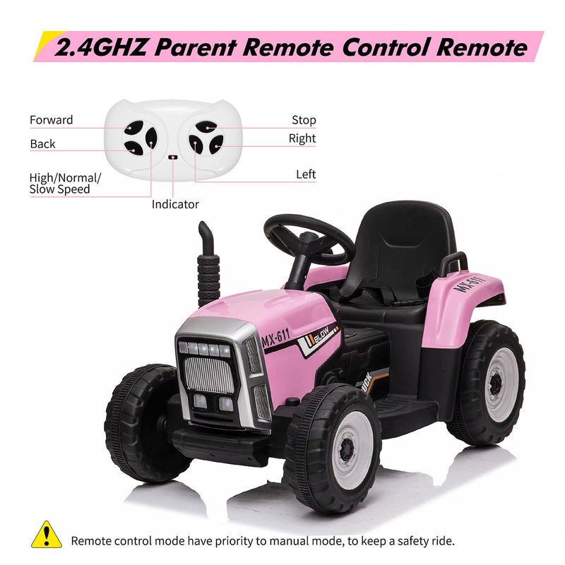 Load image into Gallery viewer, 12V Battery Powered Electric Tractor Ride-On Car with Trailer for Kids
