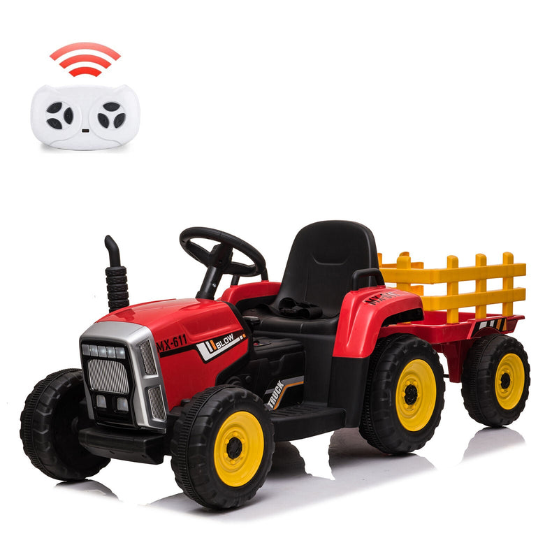 Load image into Gallery viewer, 12V Battery Powered Electric Tractor Ride-On Car with Trailer for Kids
