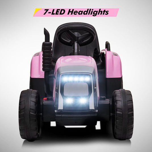 12V Battery Powered Electric Tractor with Trailer Kids Ride On Car w/Remote Control