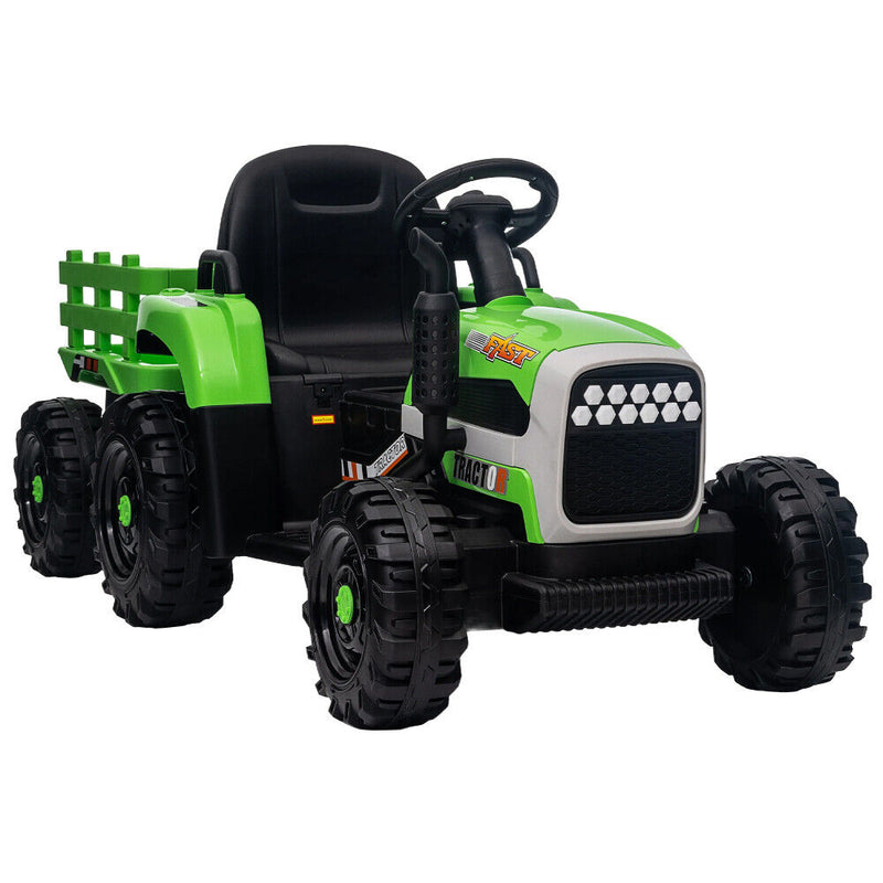 Load image into Gallery viewer, 12V Battery Powered Electric Tractor Toy with Remote Control and Trailer Attachment
