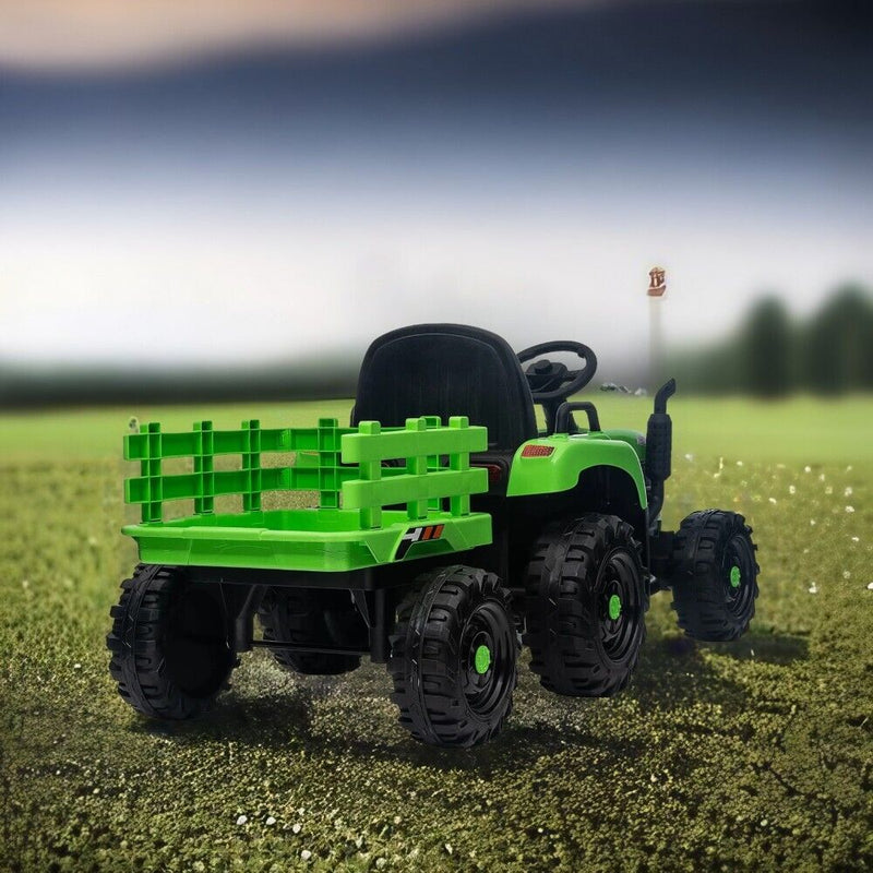 Load image into Gallery viewer, 12V Battery Powered Electric Tractor Toy with Remote Control and Trailer Attachment
