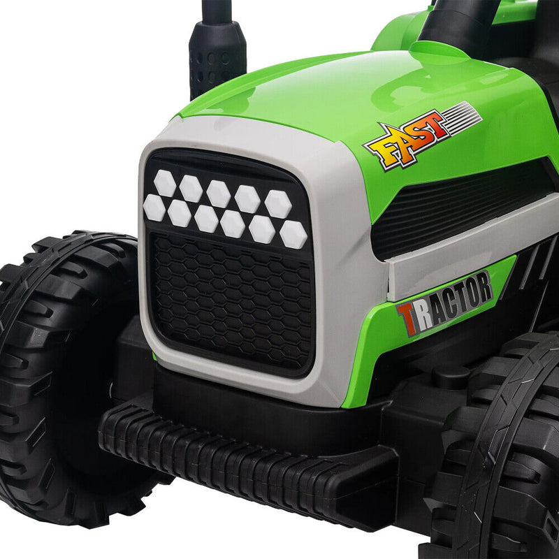 Load image into Gallery viewer, 12V Battery Powered Electric Tractor Toy with Remote Control and Trailer Attachment

