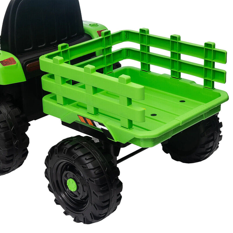 Load image into Gallery viewer, 12V Battery Powered Electric Tractor Toy with Remote Control and Trailer Attachment
