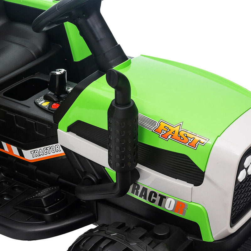 Load image into Gallery viewer, 12V Battery Powered Electric Tractor Toy with Remote Control and Trailer Attachment
