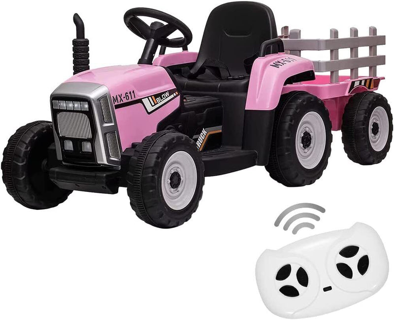 Load image into Gallery viewer, 12V Battery Powered Electric Tractor with Trailer Kids Ride On Car w/Remote Control
