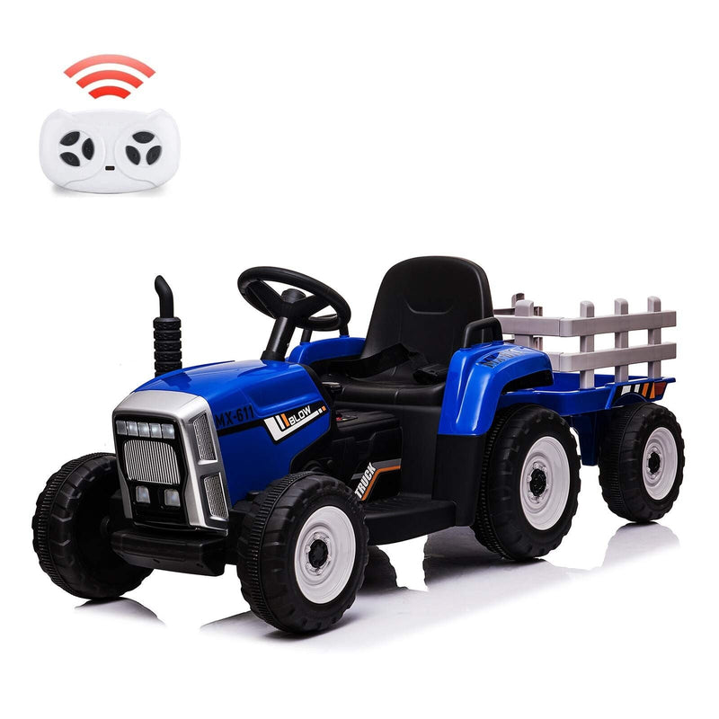 Load image into Gallery viewer, 12V Battery Powered Electric Tractor with Trailer Ride-On Toy for Kids with Remote Control
