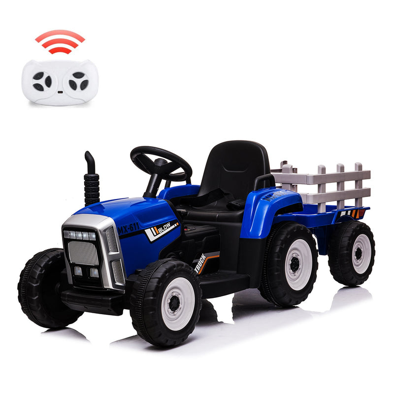 Load image into Gallery viewer, 12V Battery Powered Electric Tractor with Trailer Ride-On Toy for Kids with Remote Control
