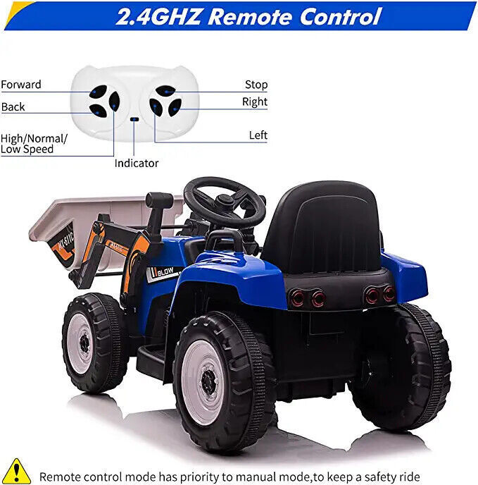 Load image into Gallery viewer, 12V Battery-Powered Excavator Ride-On Toy with Music, Headlights, and Tractor Design - Perfect Gift for Kids
