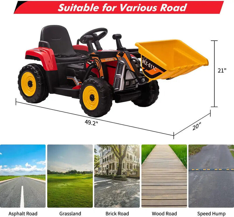 Load image into Gallery viewer, 12V Battery-Powered Excavator Ride-On Toy with Music, Headlights, and Tractor Design - Perfect Gift for Kids
