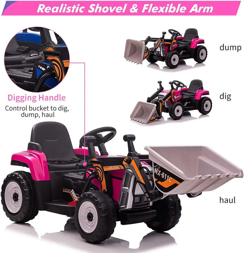 Load image into Gallery viewer, 12V Battery-Powered Excavator Ride-On Toy with Music, Headlights, and Tractor Design - Perfect Gift for Kids
