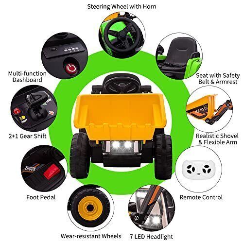 Load image into Gallery viewer, 12V Battery-Powered Excavator Ride-On Toy with Music, Headlights, and Tractor Design - Perfect Gift for Kids
