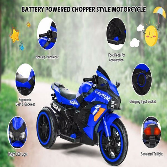 12V Battery Powered Kids Electric Motorbike with LED Light and Ride-On Motorcycle Design