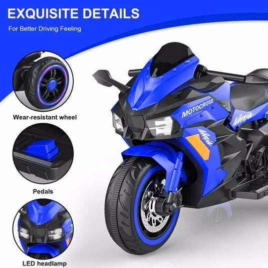 12V Battery Powered Kids Electric Motorbike with LED Light and Ride-On Motorcycle Design