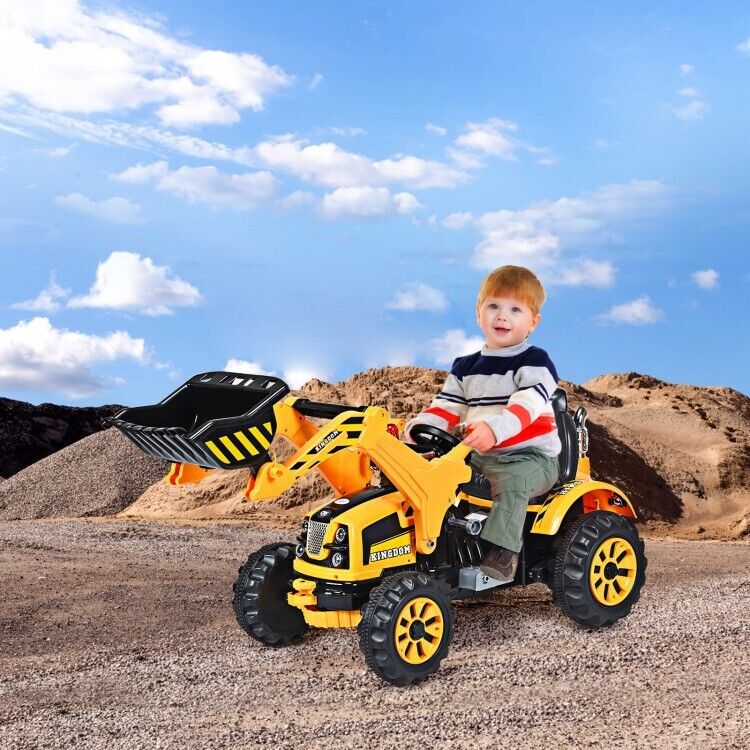 Load image into Gallery viewer, 12V Battery Powered Kids Excavator Dumper Truck with Front Loader Digger
