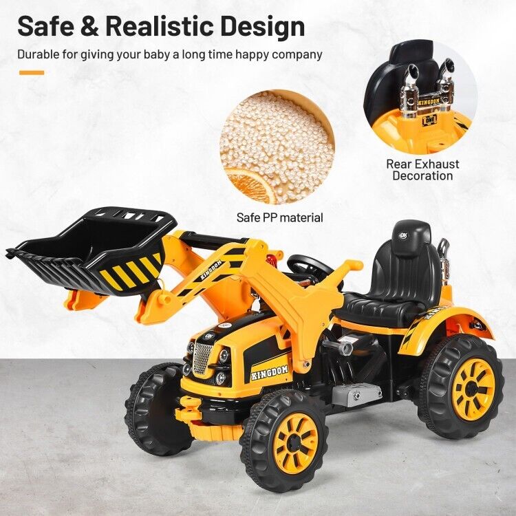 Load image into Gallery viewer, 12V Battery Powered Kids Excavator Dumper Truck with Front Loader Digger
