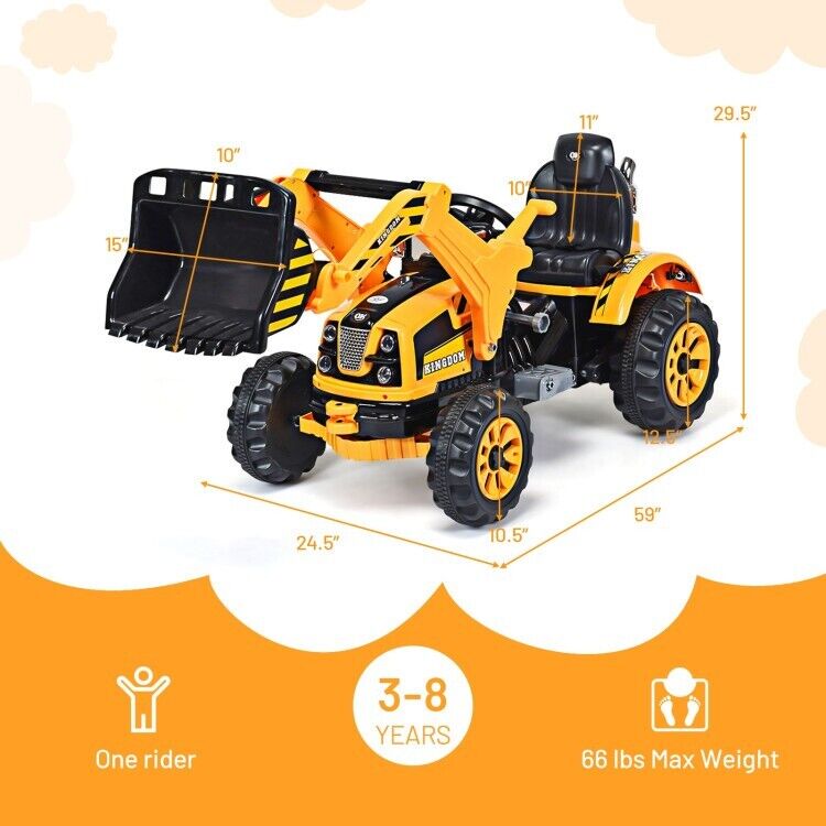 Load image into Gallery viewer, 12V Battery Powered Kids Excavator Dumper Truck with Front Loader Digger
