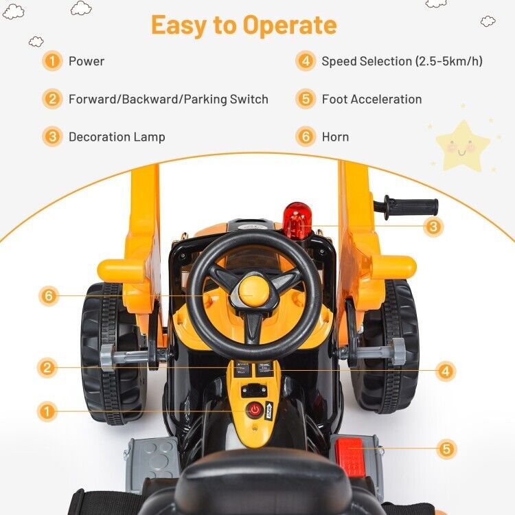 Load image into Gallery viewer, 12V Battery Powered Kids Excavator Dumper Truck with Front Loader Digger
