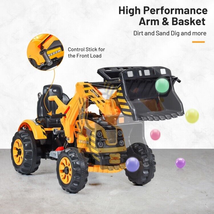 Load image into Gallery viewer, 12V Battery Powered Kids Excavator Dumper Truck with Front Loader Digger
