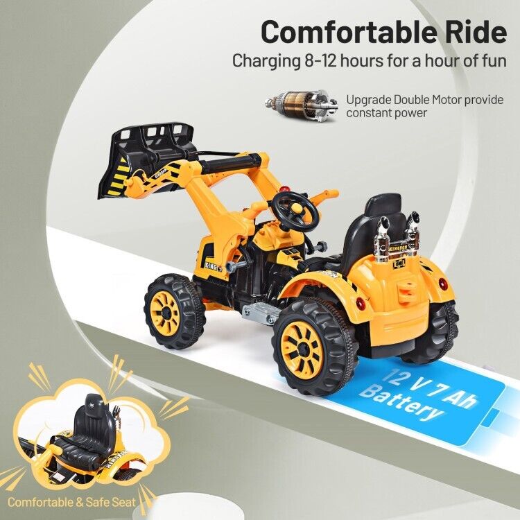 Load image into Gallery viewer, 12V Battery Powered Kids Excavator Dumper Truck with Front Loader Digger
