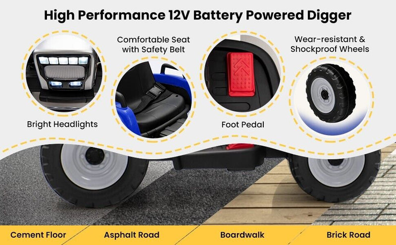 Load image into Gallery viewer, 12V Battery-Powered Kids Excavator Toy with Adjustable Arm and Bucket
