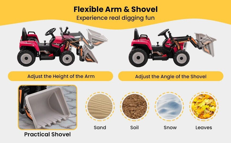 Load image into Gallery viewer, 12V Battery-Powered Kids Excavator Toy with Adjustable Arm and Bucket
