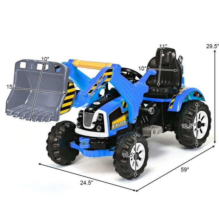 Load image into Gallery viewer, 12V Battery Powered Kids Excavator Truck with Front Loader Digger - Blue

