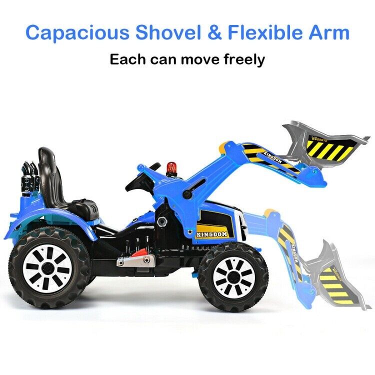 Load image into Gallery viewer, 12V Battery Powered Kids Excavator Truck with Front Loader Digger - Blue
