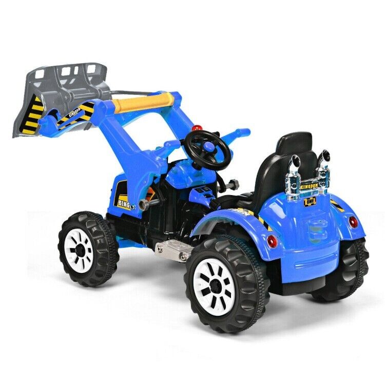Load image into Gallery viewer, 12V Battery Powered Kids Excavator Truck with Front Loader Digger - Blue

