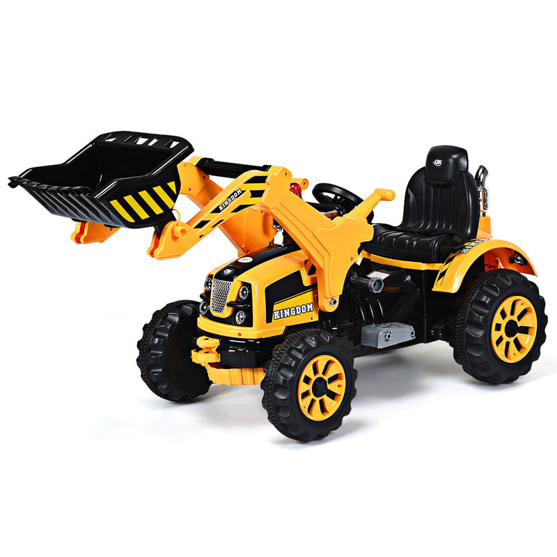 Load image into Gallery viewer, 12V Battery-Powered Kids Excavator Truck with Front Loader Digger in Yellow
