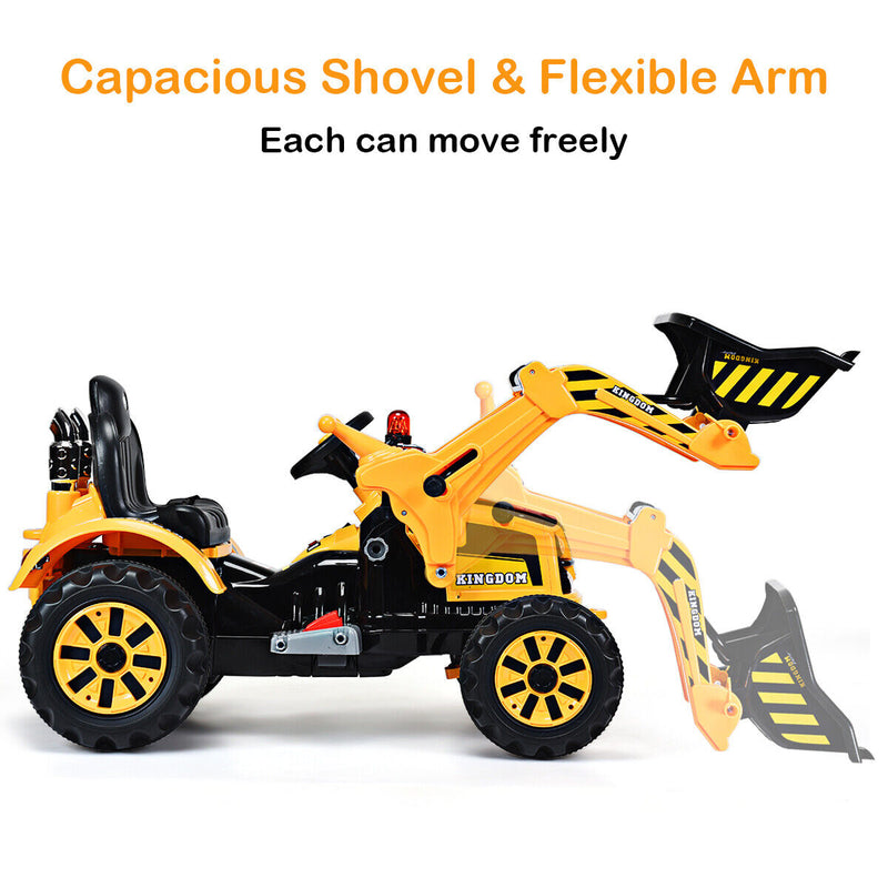 Load image into Gallery viewer, 12V Battery Powered Kids Excavator Truck with Front Loader Digger - Yellow

