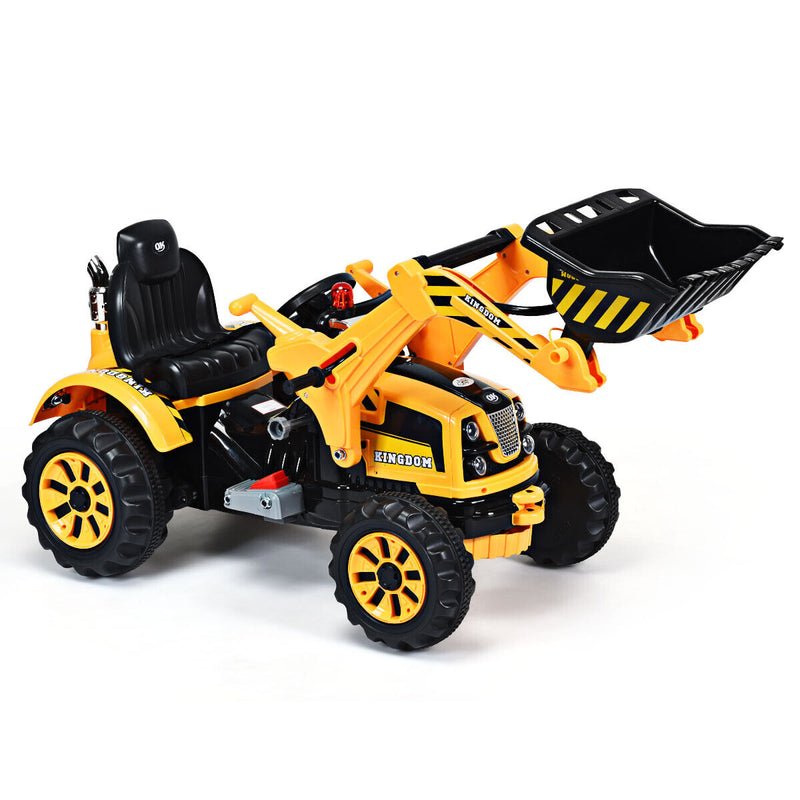 Load image into Gallery viewer, 12V Battery Powered Kids Excavator Truck with Front Loader Digger - Yellow
