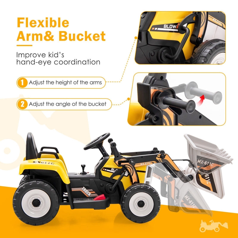 Load image into Gallery viewer, 12V Battery Powered Kids Excavator with Adjustable Arm - Yellow
