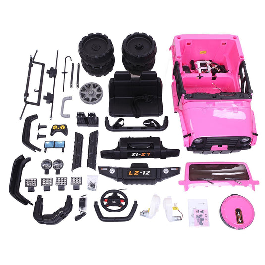 12V Battery-Powered Kids Ride-On Car with Music, Lights, and Remote Control - Pink