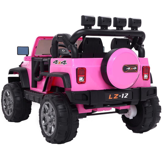 12V Battery-Powered Kids Ride-On Car with Music, Lights, and Remote Control - Pink