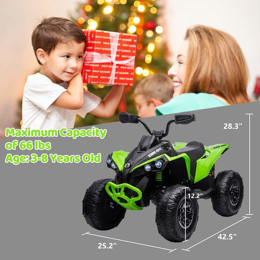 12V Battery Powered Kids Ride On Quad ATV Toy with LED Headlights