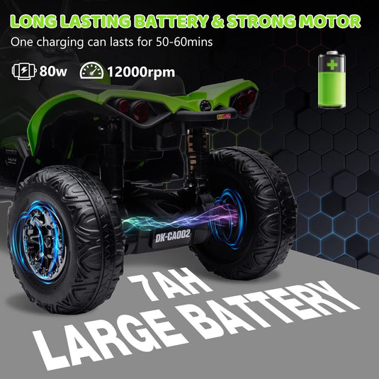 12V Battery Powered Kids Ride On Quad ATV Toy with LED Headlights