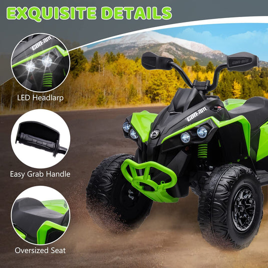 12V Battery Powered Kids Ride On Quad ATV Toy with LED Headlights