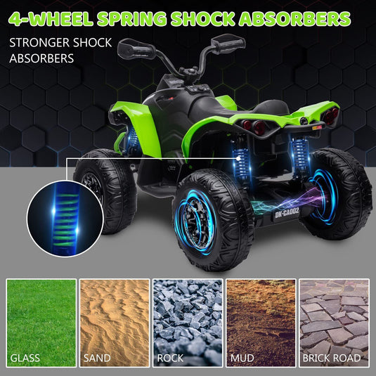 12V Battery Powered Kids Ride On Quad ATV Toy with LED Headlights
