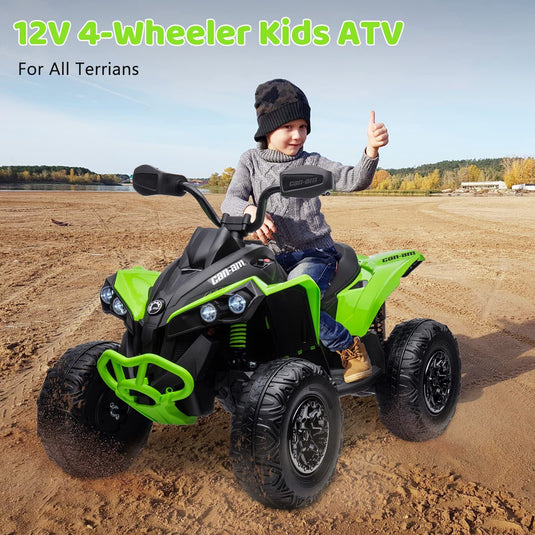 12V Battery Powered Kids Ride On Quad ATV Toy with LED Headlights