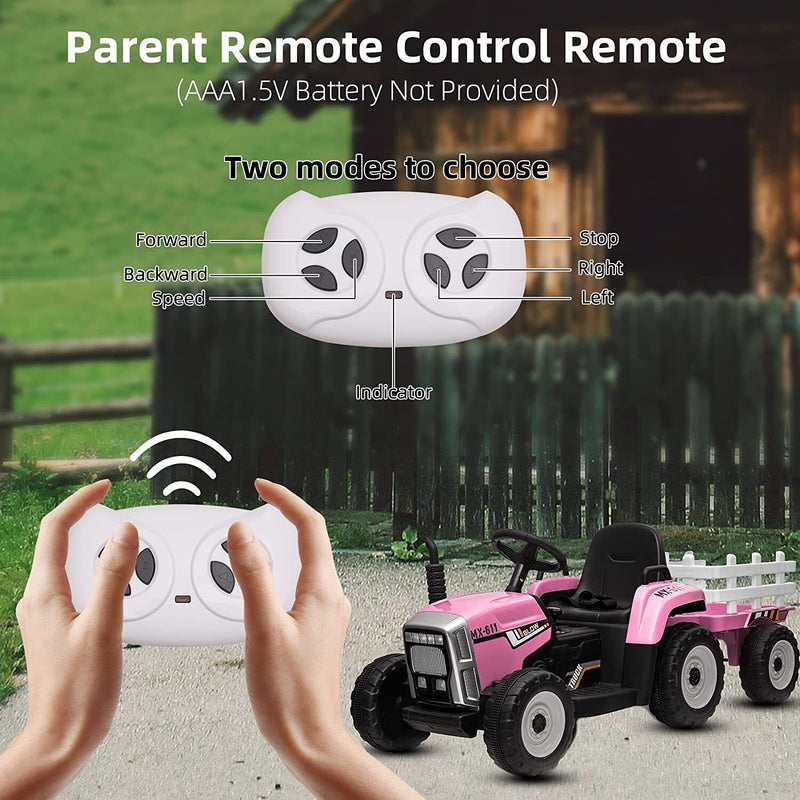 Load image into Gallery viewer, 12V Battery Powered Kids Ride-On Tractor with Detachable Trailer and LED Lights
